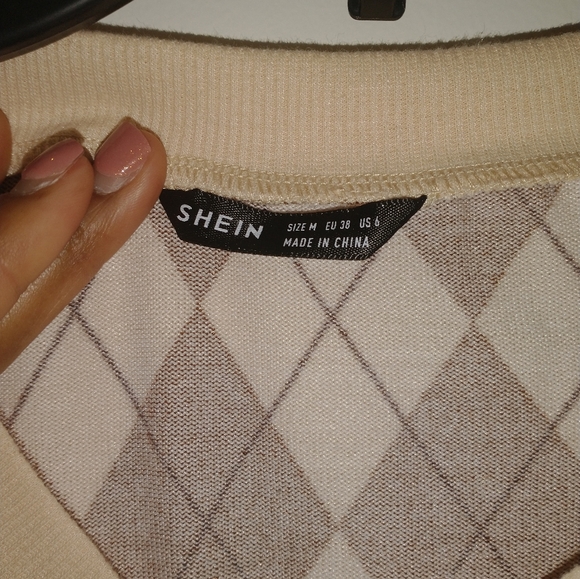 Shein brown and cream argyle pattern sweater two piece set - Picture 13 of 15